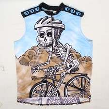 Pearl Izumi Mens Cycling Bib XL Sleeveless 1/2 Zip Skeleton Print Made in USA