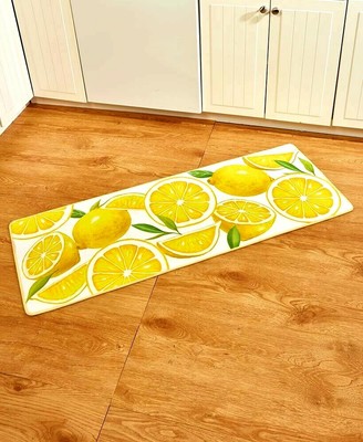 Bright Yellow Lemons Theme Runner Rug Sink Mat Kitchen ...