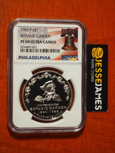 1997 P $1 PROOF SILVER BOTANIC GARDEN COMMEMORATIVE DOLLAR NGC PF69 ULTRA CAMEO