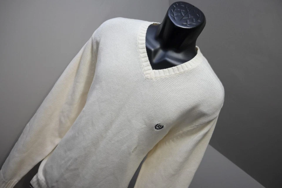 Suéter Pullover de Algodón Chaps Ralph Lauren Marfil Tejido Cuello en V Para Hombres Grande Nuevo con Etiquetas Foto 3 de 4