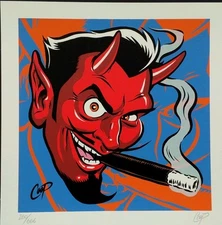 Coop  Art lithograph Devil with Cigar   litho Signed Limited Edition