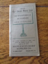Original 1910 Automobile Sundries & parts & supplies net trade price list 