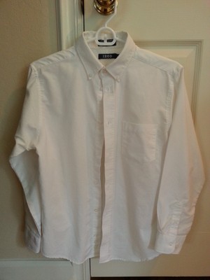 Affordable IZOD Boys Dress Buttondown White Long Sleeve Shirt Size L 1416