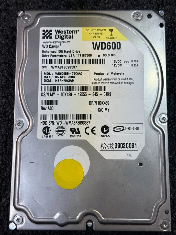 DELL 0X439 WD600BB-75CAA0 60GB 7.2K RPM Cache 2MB ATA-100 3.5" HDD - Image 3 of 4