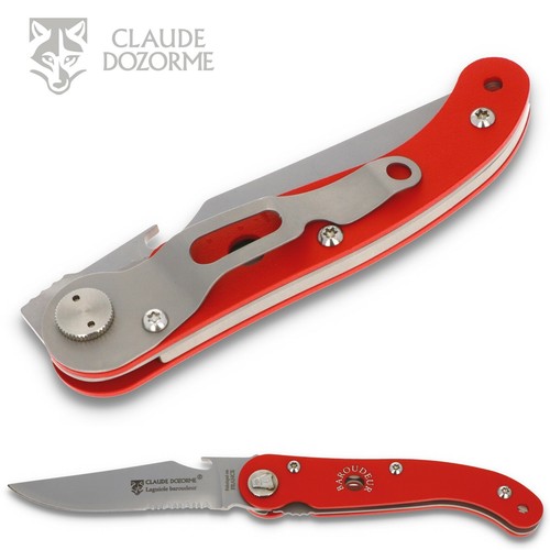 Navaja Claude Dozorme Laguiole BAROUDEUR - aluminio rojo anodizado - clip de cinturón - Imagen 5 de 6