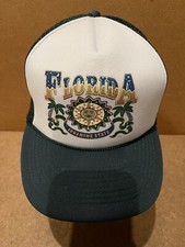 VTG Florida Sunshine State Trucker Hat Mesh Snapback Clean Green White Adj