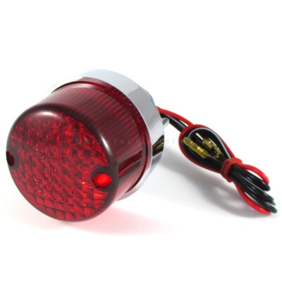 Rücklicht mit Kennzeichenbeleuchtung Point Mini Rund Chrom Glas rot E-geprüft