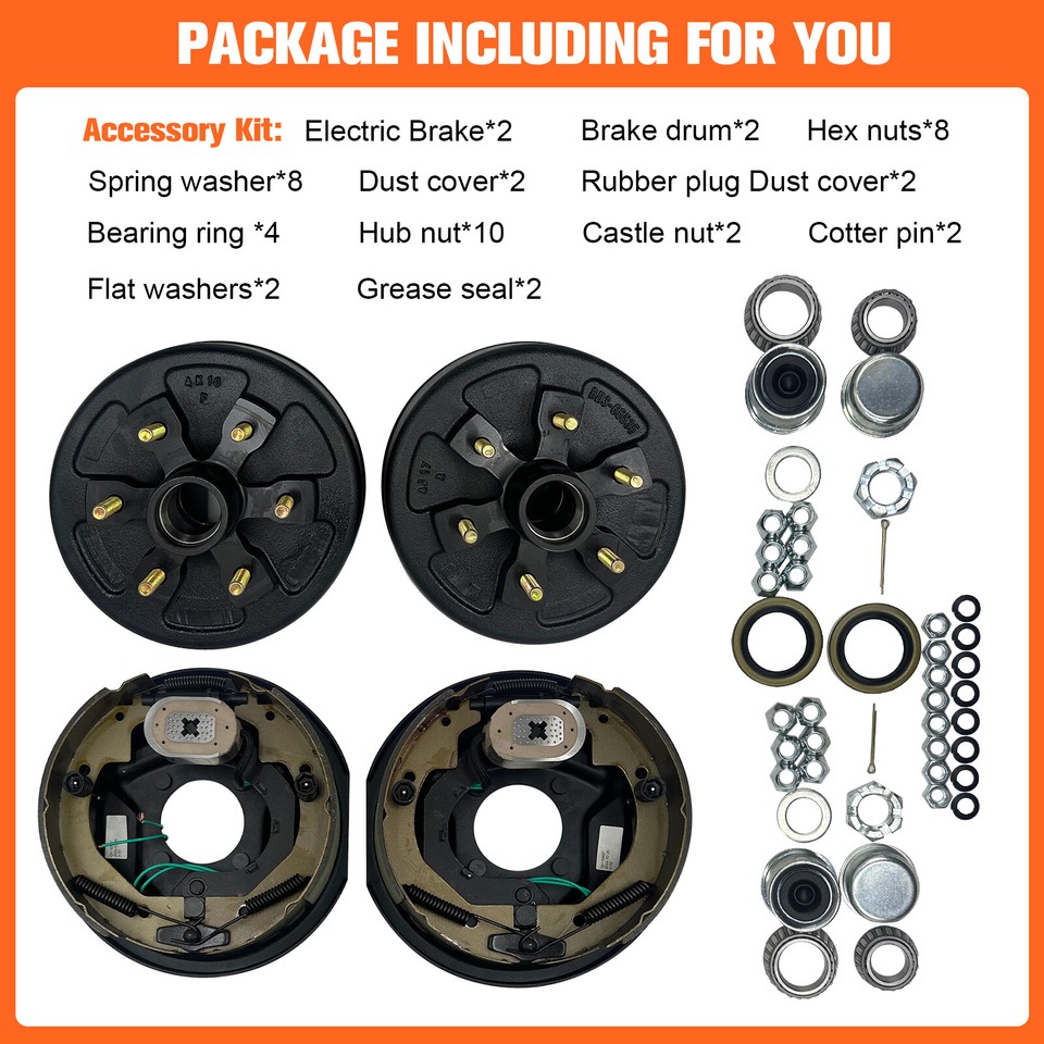 31/o - Finance LIBRA Trailer Hub Dru Kits 5 On 4.5" B.C. W/ 10" X2-1/4 Self-Adjusting - Foto 7