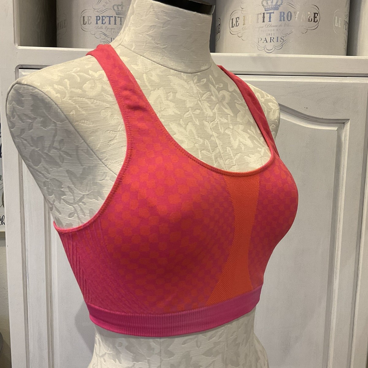 DANSKIN NOW Sports Bra Pink Coral 34 B EUC