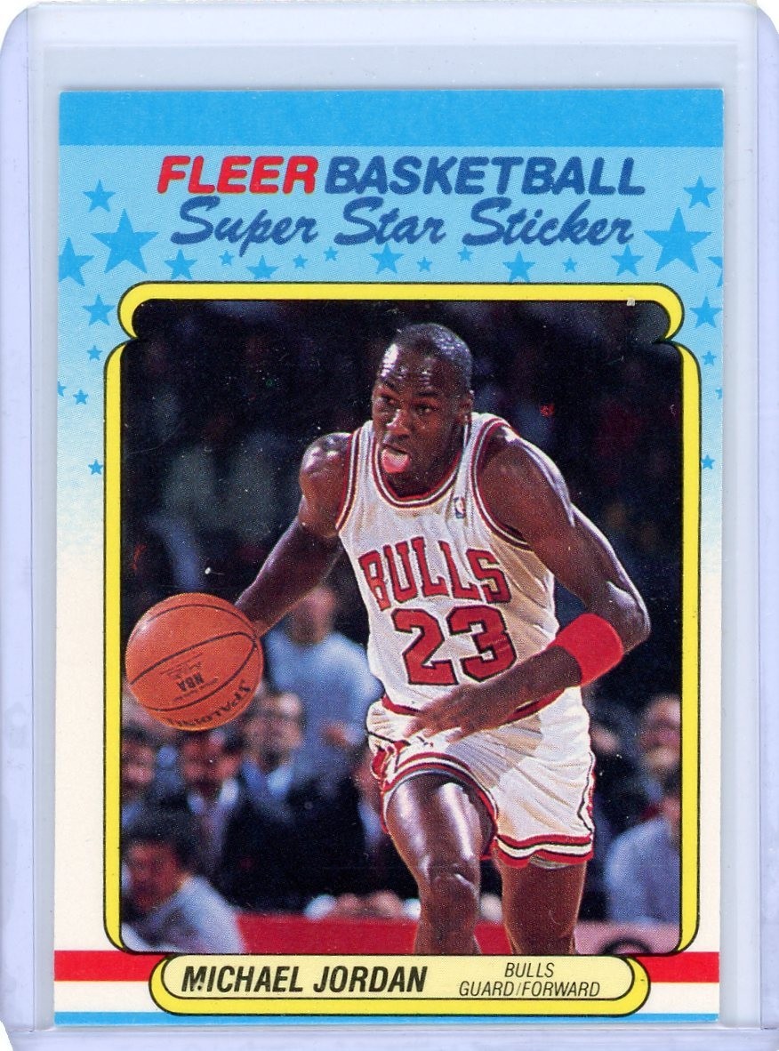 MICHAEL JORDAN 1988-89 FLEER BASKETBALL #7 (3rd YEAR) STICKER CARD