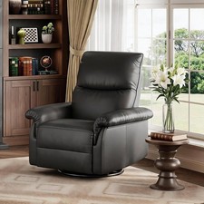 Manual 360  Swivel Rocker Recliner Chair PU Leather Glider Nursery Chair
