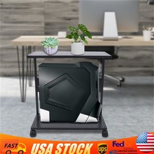 2 Tiers Computer Tower Stand, Under Desk CPU Stand PC Stand with Rolling Wheels