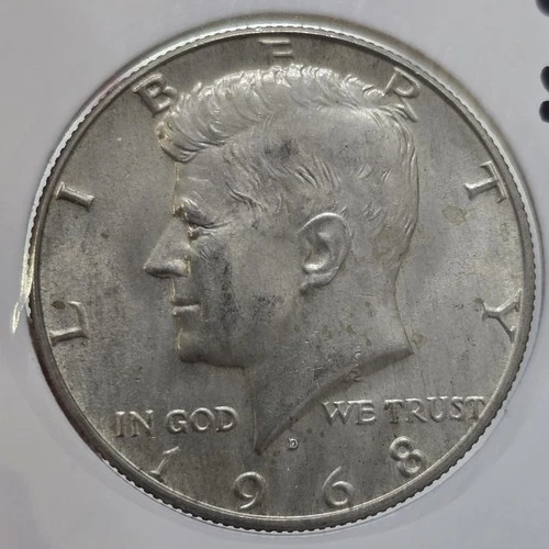 1968-D 40% SILVER KENNEDY HALF DOLLAR Uncirculated US 50c Coin JFK