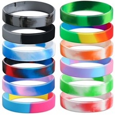12 pcs Color Pattern Rubber Wristbands Blank Bracelets 12 colors