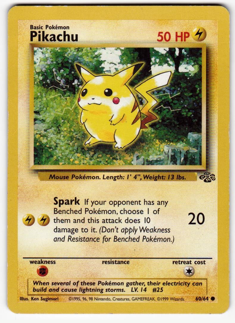 Pikachu 60/64 Jungle Pokemon Unlimited DMG