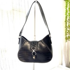 Urban Outfitters Black Croc Embossed Shoulder Bag Y2K Aesthetic Hobo Purse Mini