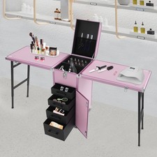 Portable Nail Table Desk Foldable Rolling Manicure Table 2 Desktop Case