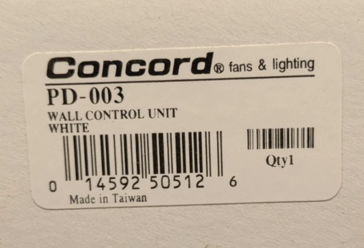 WHITE 3-SPEED & OFF CEILING FAN SLIDE BAR WALL CONTROL UNIT W/ FACEPLATE PD-003 - Image 3 of 3