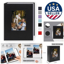 Elegant 4x6 Photo Album - 100 Pockets, Black Linen Cover for Family Memories