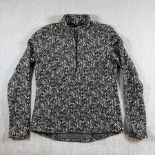 Spyder Active Womens Pullover L Black White Quarter Zip Stretch Fleece Athletic