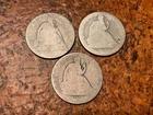 3 Coin Lot Seated Liberty Half Dollars worn 1844-O 1849-O 1858 Old US Silver