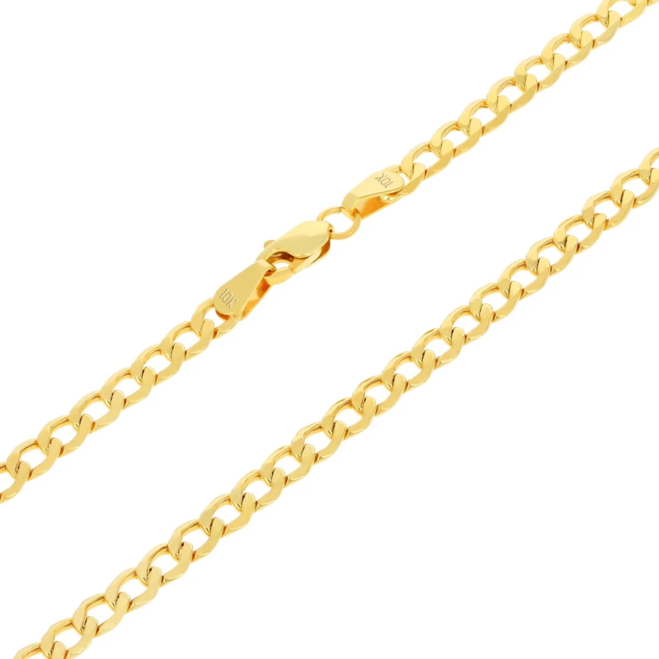 10K Yellow Gold 3.5mm Curb Cuban Italian Link Chain Necklace Mens Womens 22"