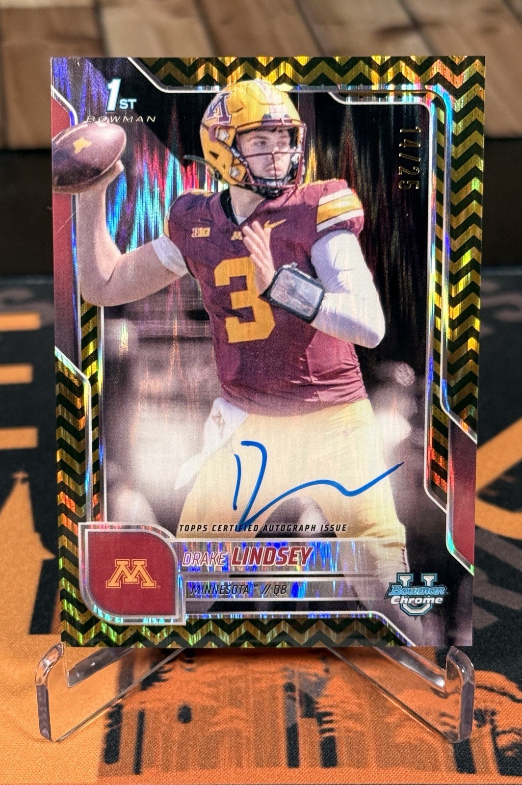 Drake Lindsey 2025 Bowman U Chrome Black & Gold Stealth Auto /25 1st #BCA-DLI