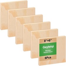 6 Pack 8 x 8'' Unfinished Wood Panels, Wooden Panel Boards for Painting, Crafts