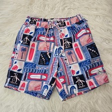 PENGUIN ORIGINAL Hawaii Motif Swim Shorts Trunks w Mesh Small Vacation Resort