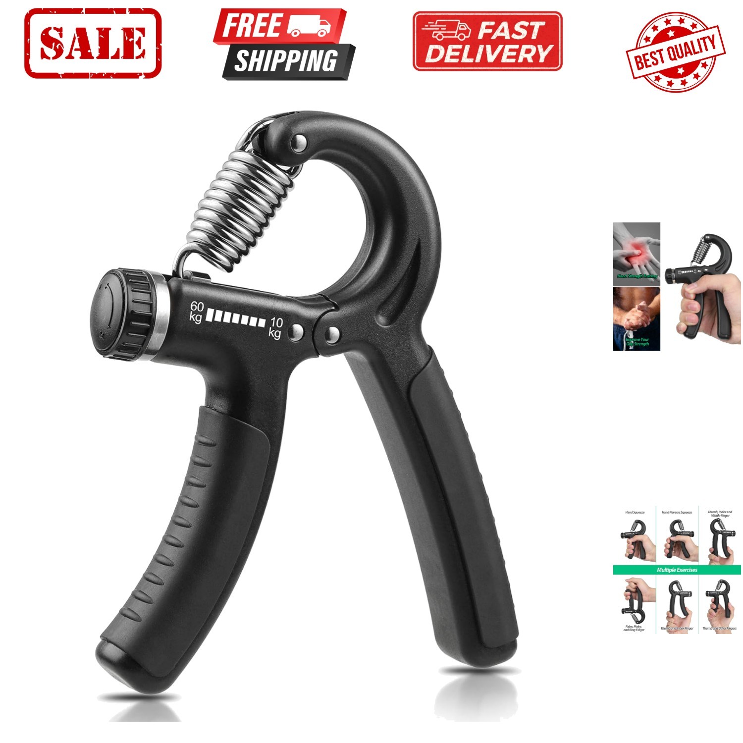 Grip Strength Trainer, , Grip Strengthener, Adjustable Resistance, Forearm St...