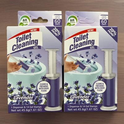 Lot Of 2 Toilet Cleaner Gel Odor Remover 1 Dispenser + 14 Gel Stampsx2-Lavender