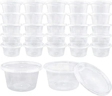 50 Pack 4oz Small Plastic Containers with Lids for Slime Foam Ball Storage