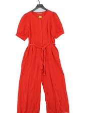 Oliver Bonas Women's Jumpsuit UK 14 Red Lyocell Modal with Linen Jumpsuit