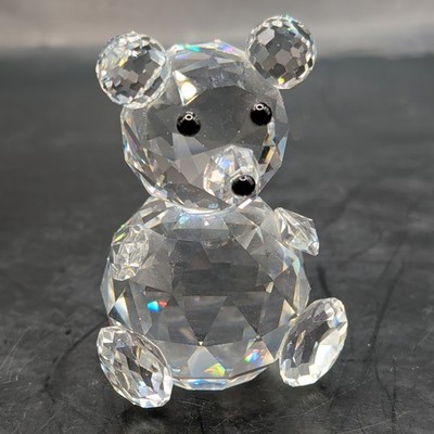 2.75  SWAROVSKI CRYSTAL TEDDY BEAR With BLACK EYES & NOSE Vintage Sparkle Facets