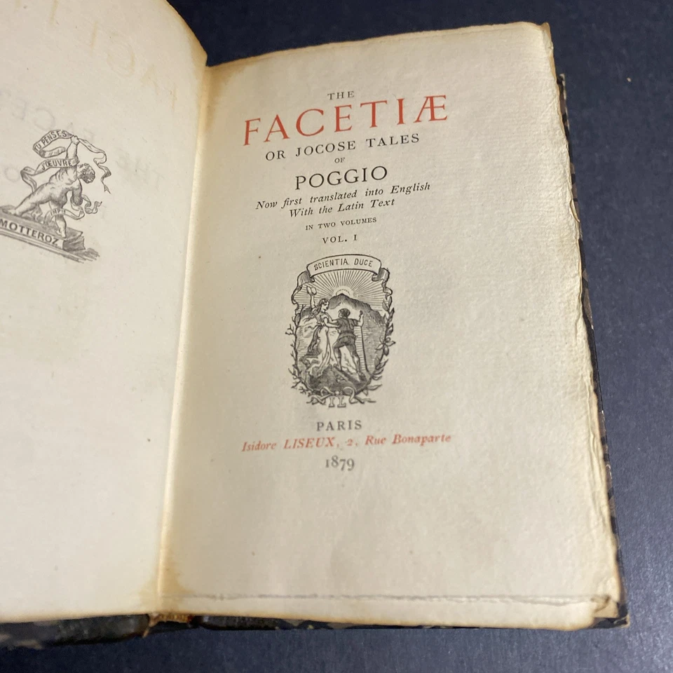 Кожаный набор Facetiae of Poggio 1879 2 тома четверть доллара / FHB - Изображение 3 из 4