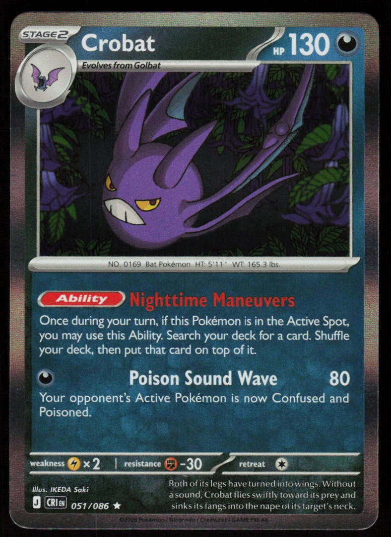 Crobat 051/086 Rare Chaos Rising Pokemon Holo Near Mint