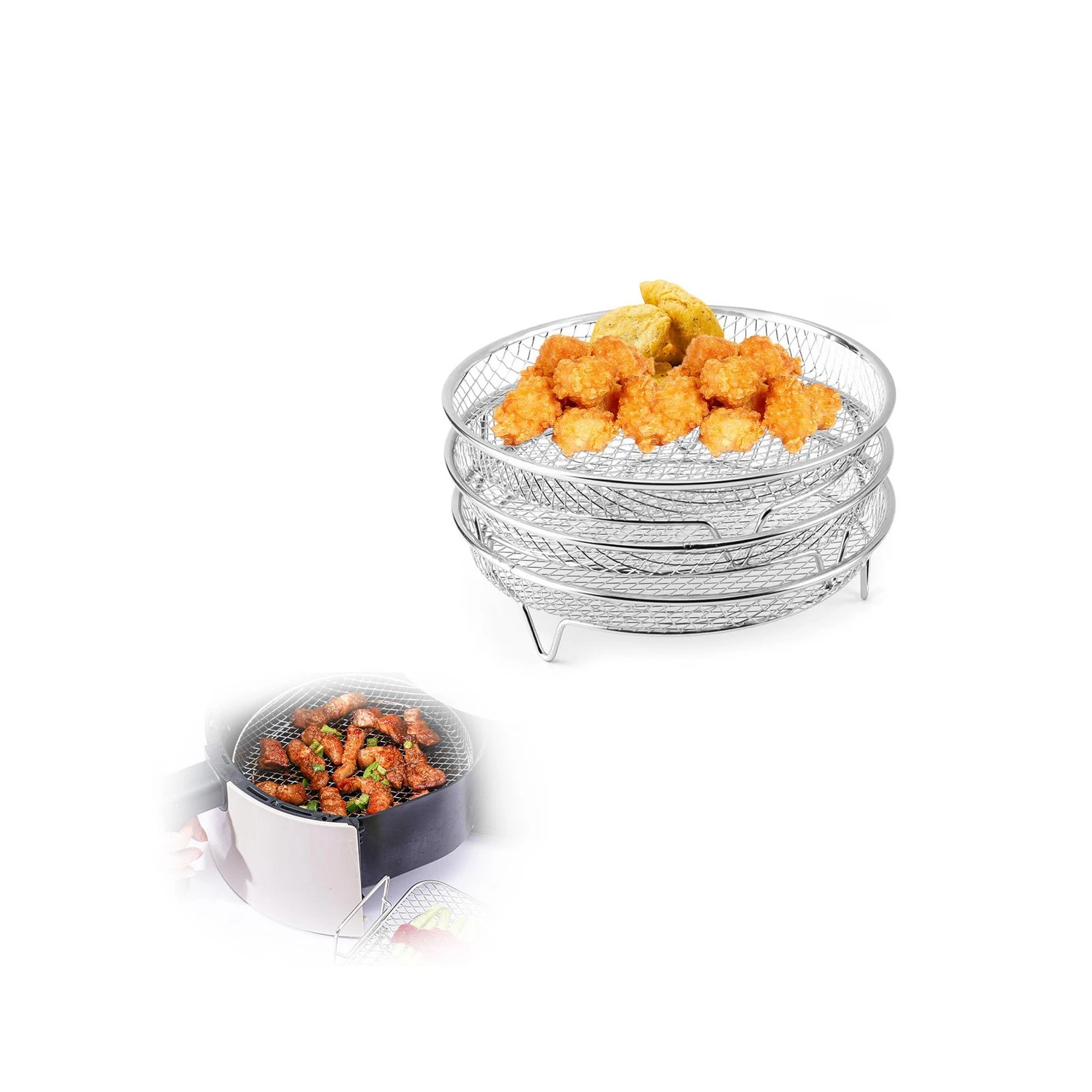 8 Inch Fryer Rack, 3 Layers Stainless Steel Fryer Basket, Stackable Cooling R...
Opens in a new wind