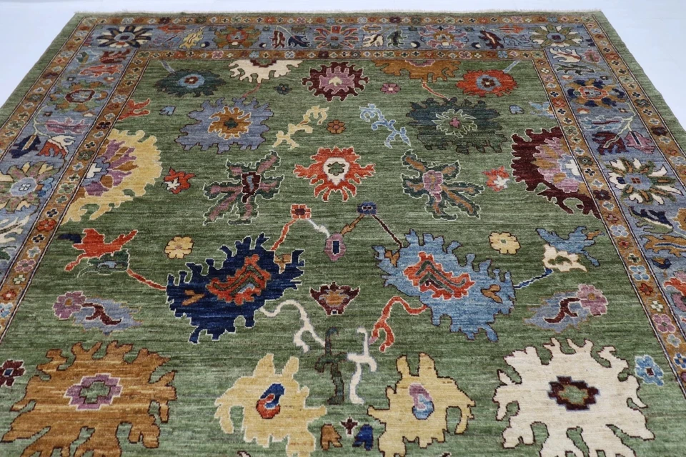 Alfombra Oushak Floral Vintage Verde Oliva 3x5 4x6 5x7 6x9 8x11 9x12 10x14 12x15 Foto 2 de 4