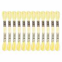 12 SträNge Stickgarn, Polyester, Gelb/Weiß, FüR Kreuzstich Handstickerei
