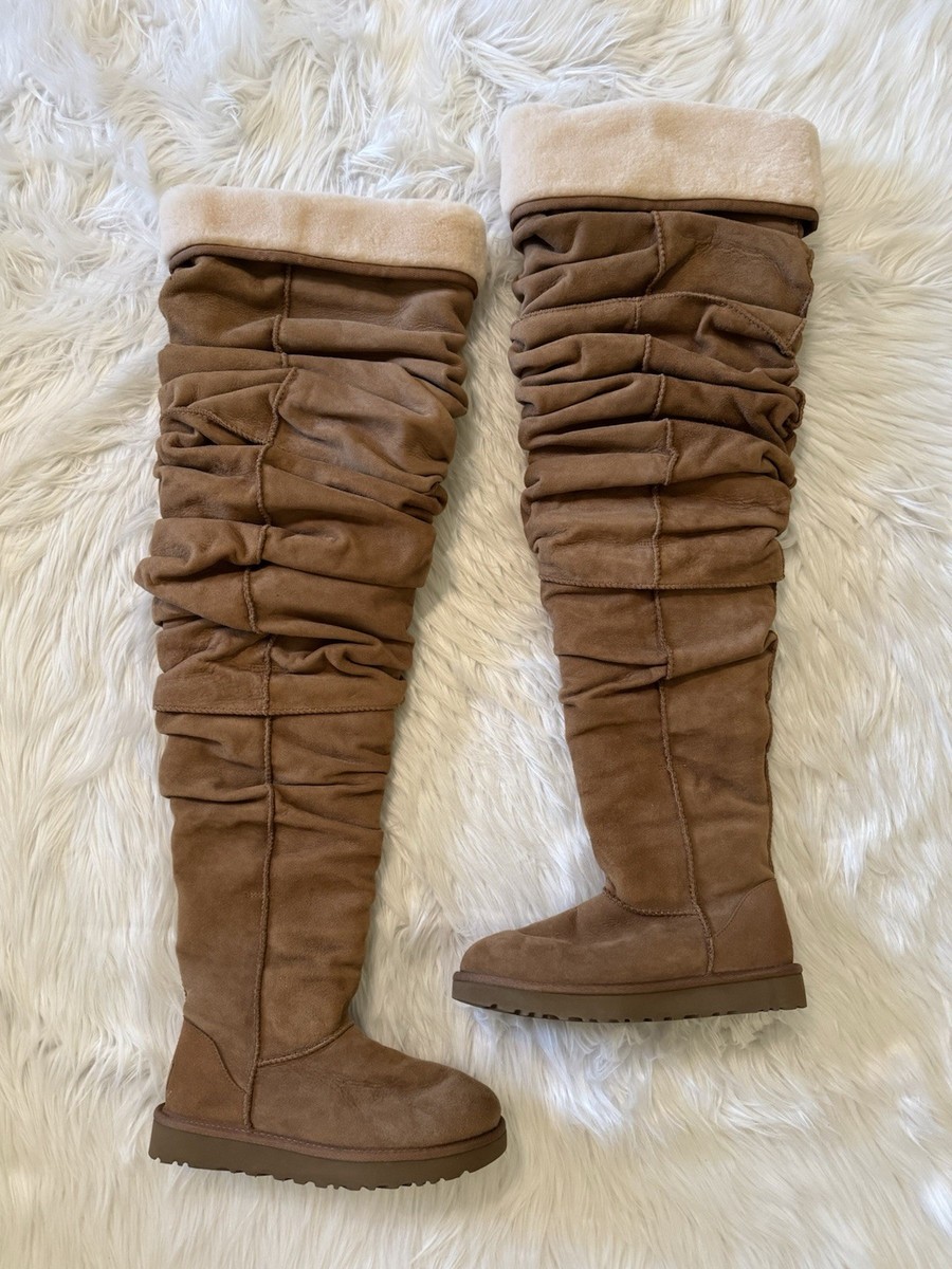 Y/Project x Ugg Shearling Thigh High Boots Brown US 6 EU 37 | eBay
