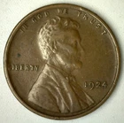 1924 Lincoln Wheat Cent Coin 1c US Penny Extra Fine Circulated XF Condition