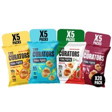 THE CURATORS High Protein Pork Puffs Variety Pack, 5 x Original Salted, 5 x S...