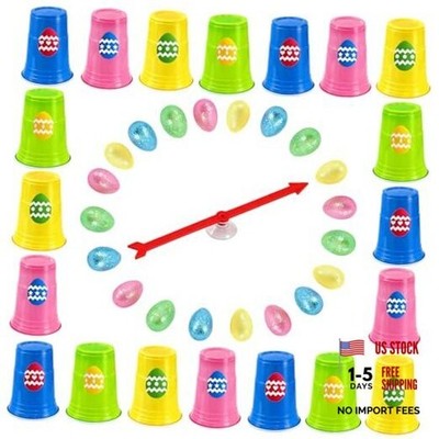 Easter Party Game Spinning Roulette Set, Includes 20 Cups, 20 Stickers and 20