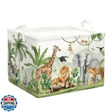 HUUMONSS Safari Animals Baby Laundry Hamper Collapsible Clothes Kids Storage