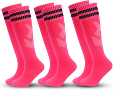 3 Pairs Kids Soccer Socks Striped Knee High Tube Socks Football Uniform Sports S