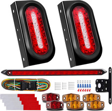LED Trailer Lights Kit, 6 Inch Oval Tail Lights with Backup Reverse, DOT Complia