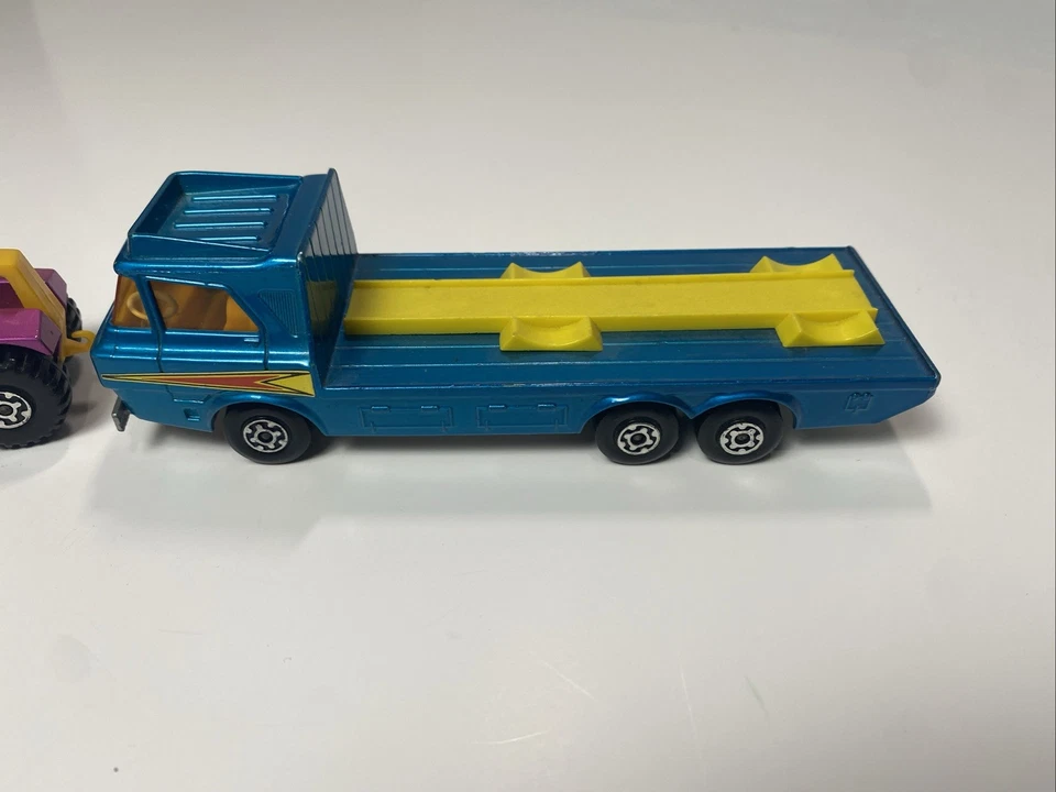 1974-Tractor transportador Matchbox Superkings K-21 con dos tractores ¡Bonito!! Foto 3 de 4