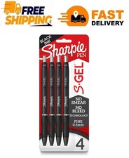 Sharpie S-Gel Pens 0.5 mm Pen Point Size, Black Gel-based Ink, 4 Pack