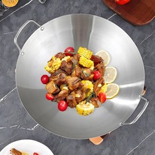 38cm Stainless Steel Wok Round Bottomed Wok Stir Fry Pan  with Double Handled