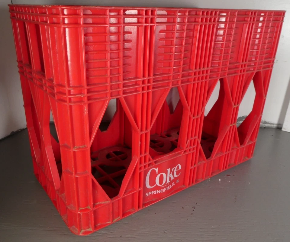Caja de Coca Cola Cola Vintage Años 70 Plástico Rojo Sostiene (8) Botellas de Coca-Cola de 2 Litros DETALLADAS Foto 2 de 4